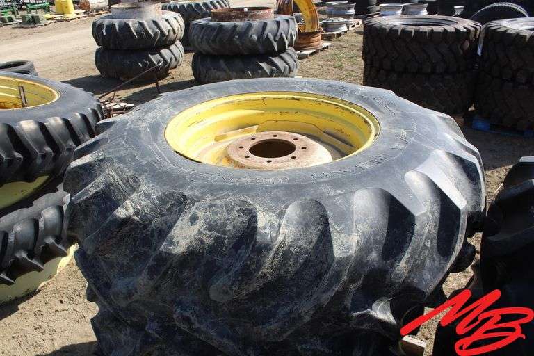 (6) Pivot Tires & Wheels 16.9-24, 8 hole, (vg)
