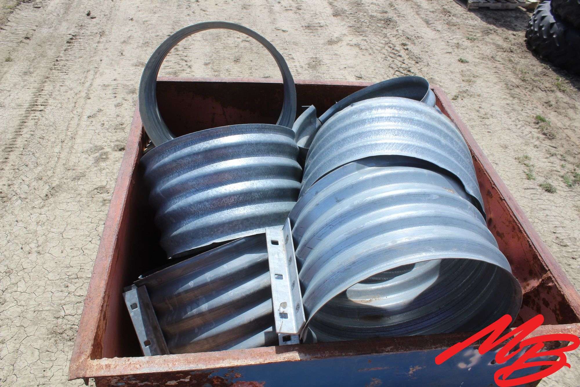 Assorted Galvanized Corrugated Culvert Couplers, Assorted Sizes w/MetalTub 46"x46"x51"
