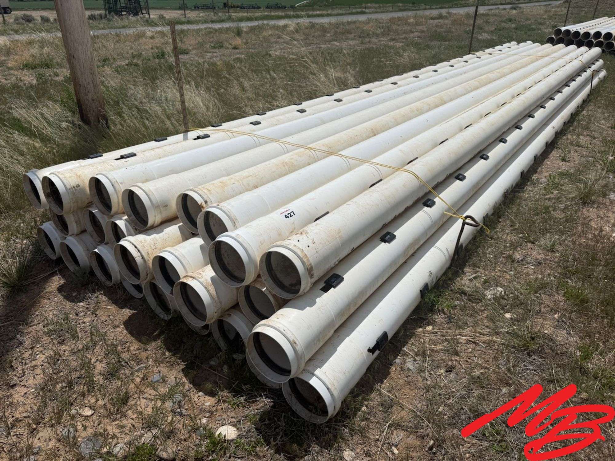 (25) Joints of 8” Irrigation Pipe, 20” Spacing- Some Broke Ends
