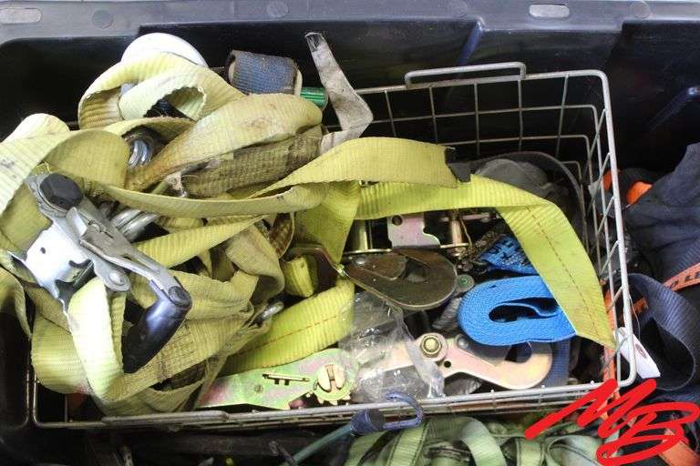 Tub of Misc Ratchet Straps & Bungees