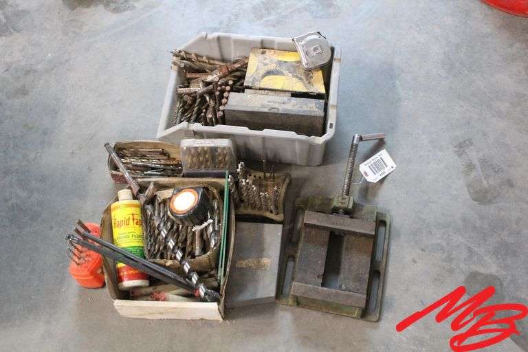 Assorted Drill Bits w/Machine Vise
