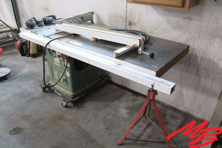 General Table Saw 10", Mdl 350, 220v on Cart, 53" Biesemeyer Fence w/Hearing Protection