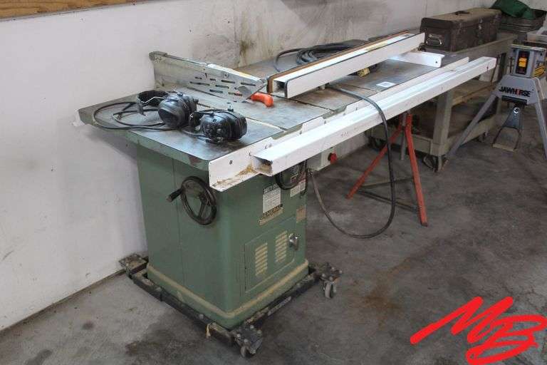 General Table Saw 10", Mdl 350, 220v on Cart, 53" Biesemeyer Fence w/Hearing Protection