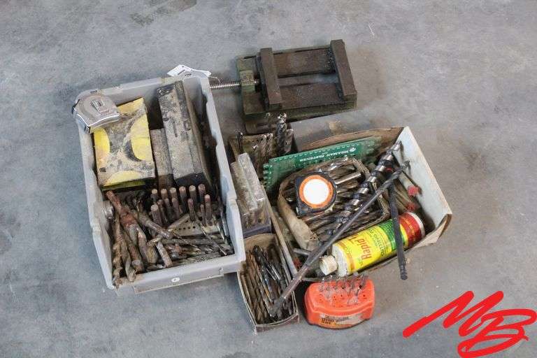 Assorted Drill Bits w/Machine Vise