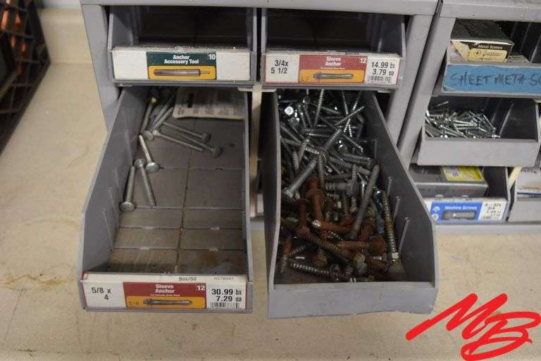 (8) Hardware Bins w/Hardware