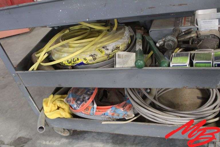 Metal Cart w/Electrical Supplies, Boxes, & Wire
