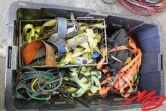 Tub of Misc Ratchet Straps & Bungees