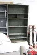(3) Metal Shelves, 86" Tall, Assorted Wood Table Top
