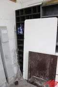 (3) Metal Shelves, 86" Tall, Assorted Wood Table Top