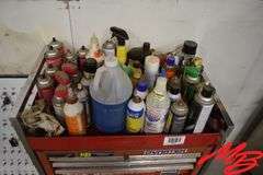 Rolling Tool Cart, 29.5"x17.5"x38" w/Misc Tools & Spray Cans, Lubricants