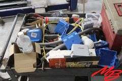 Metal Cart w/Electrical Supplies, Boxes, & Wire