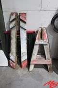 (2) Wooden Saw Horses, (2) Plastic Saw Horses