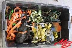 Tub of Misc Ratchet Straps & Bungees