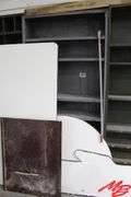 (3) Metal Shelves, 86" Tall, Assorted Wood Table Top
