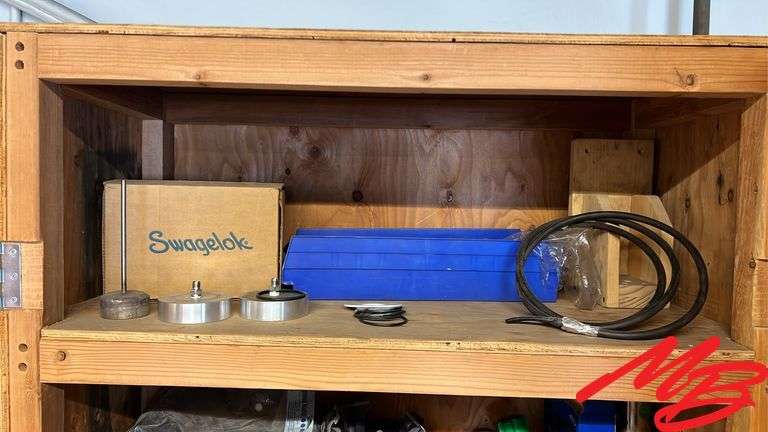 Wood Cabinet & Contents - Gauges, Garlock 2500, Etc.