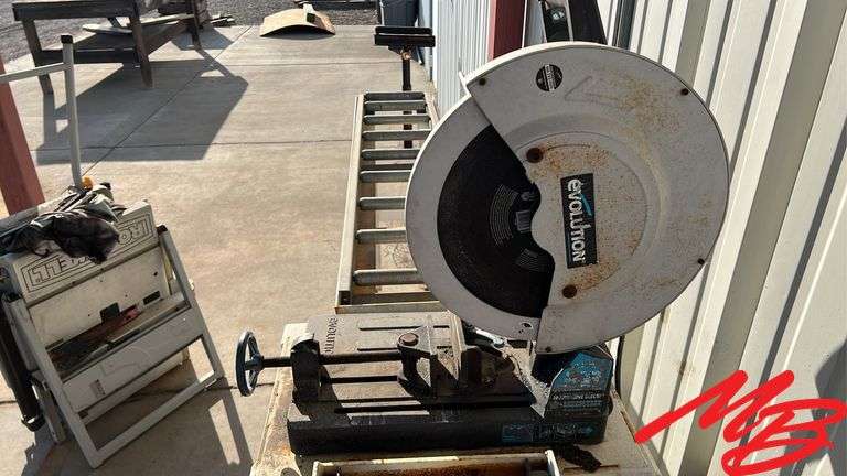 Evolution Chop Saw on Rolling Table