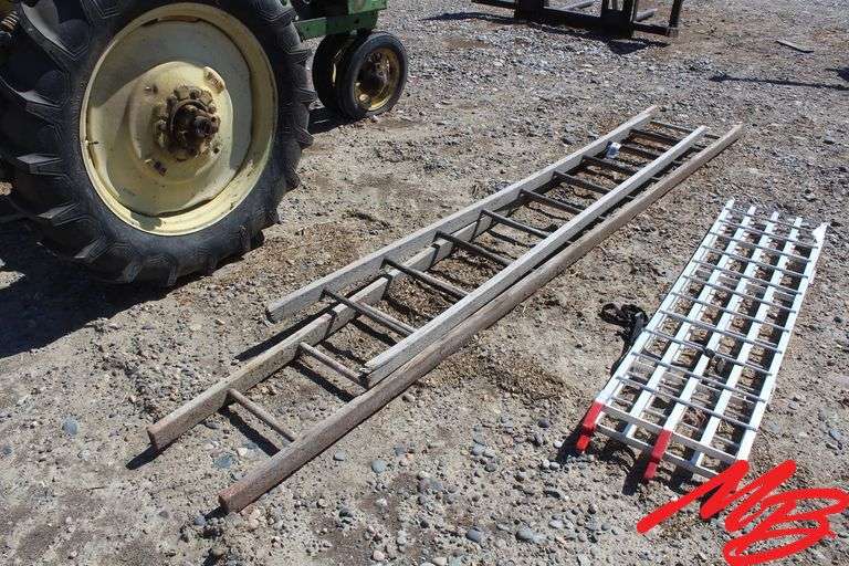 (2) Old Wooden Ladders 13' & 10'