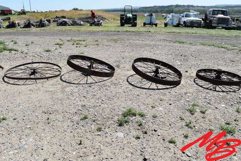 (4) Asst Antique Steel Wheels