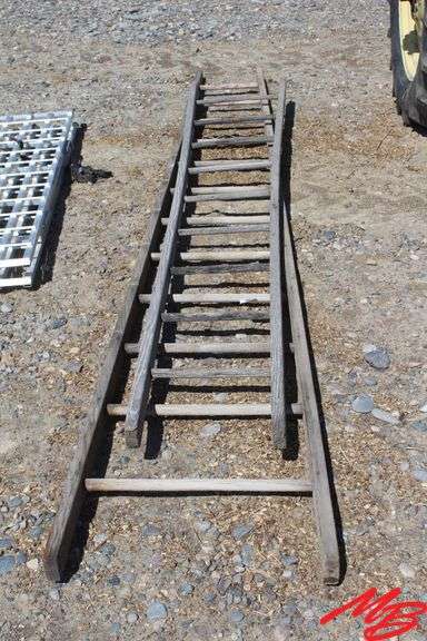 (2) Old Wooden Ladders 13' & 10'