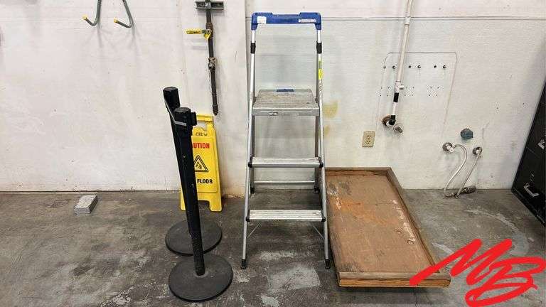 Cosco Step Ladder, Wood Floor Dolly, Tensabarrier