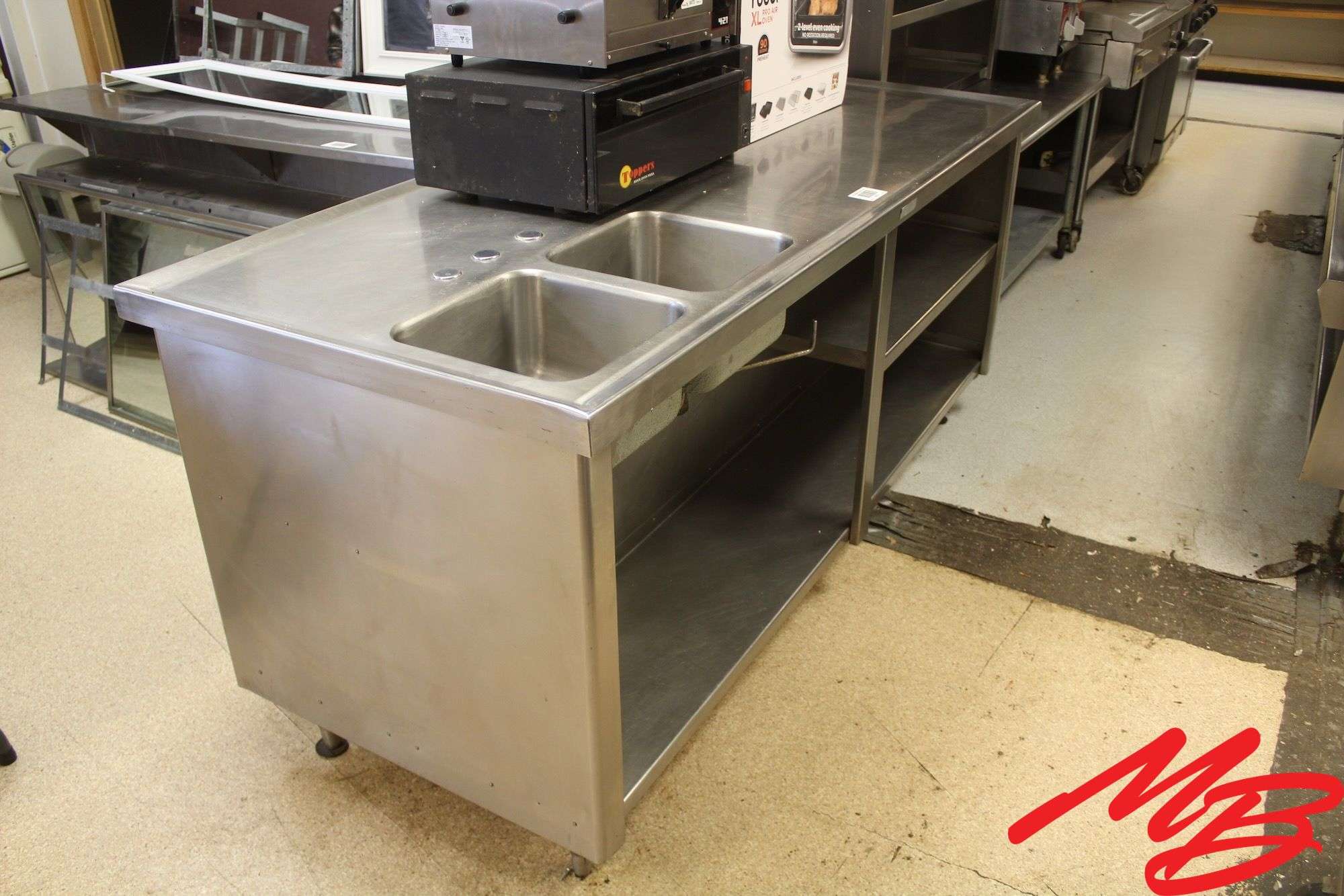 SS Work Station w/2 drain sinks only;