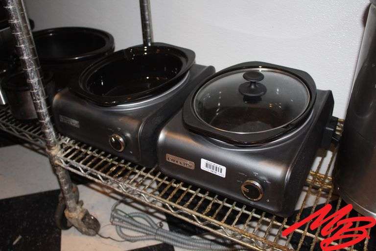 (2) Square Base Crock Pots