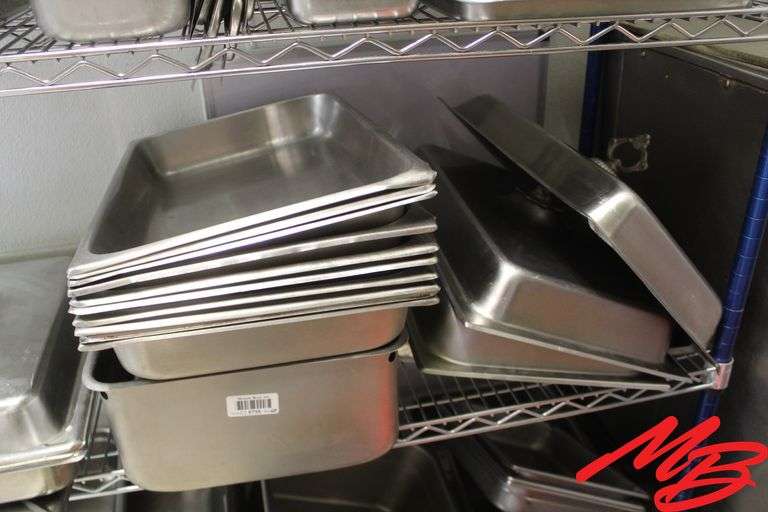 (13) 19" Stainless Steel Serving Pans, Rectangle w/Assorted Lids