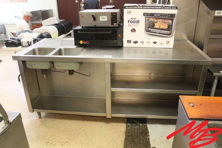 SS Work Station w/2 drain sinks only;