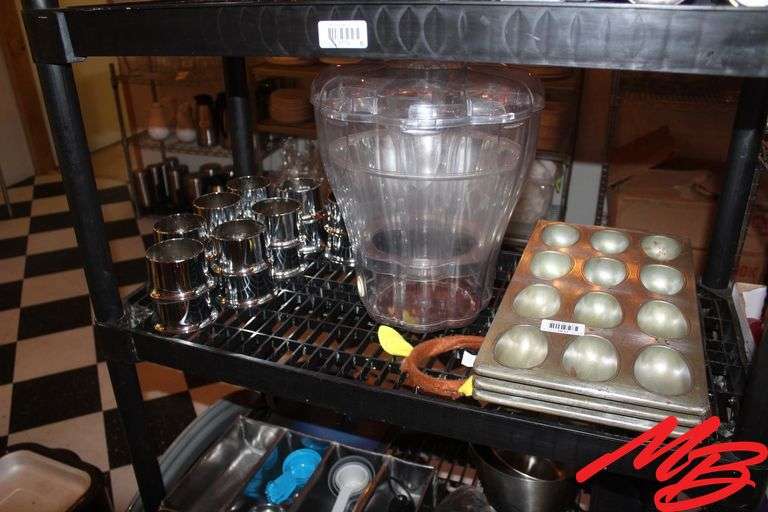 (3) Cooking Tins 17.5"x9.5", Plastic Water Dispensers, and Misc.