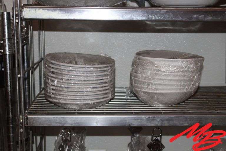 Assorted Ceramic Bowls, 5" to 8", (1) Stack of 8" Ceramic Plates