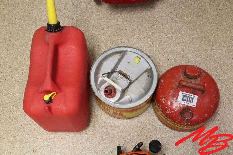 3 Gas cans: 2 1/2 & 5 gallons