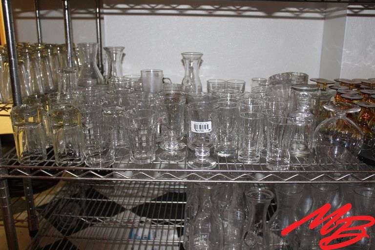 Assorted Glassware Various Sizes, (3) Glass Water Pitchers
