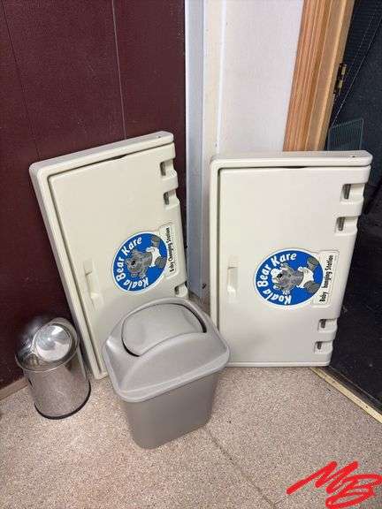 (2)Baby Change Tables,  (2)Garbage Cans