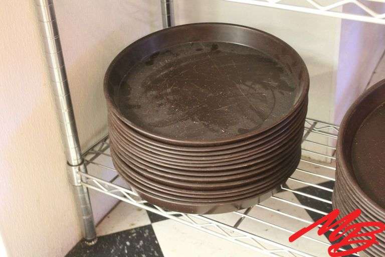 2 Stacks of Plastic Serving Trays, 12.5"