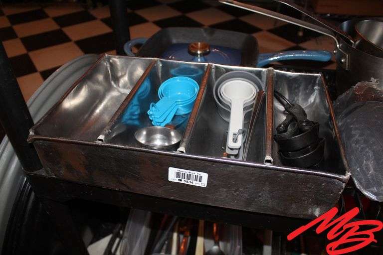 Assorted Measuring Utensils, Stainless Steel Cooking Pans, Misc