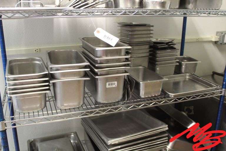 Lot of Assorted Stainless Steel Serving Pans, Rectangle and Square w/ Assorted Lids