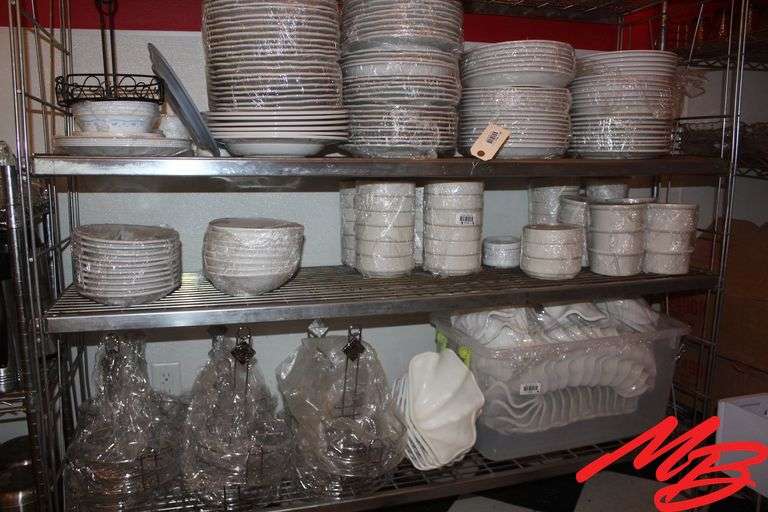 Assorted Ceramic Bowls, 5" to 8", (1) Stack of 8" Ceramic Plates