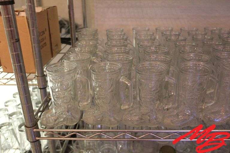 (70) Glass Boot Mugs w/Handles, 3"x6"