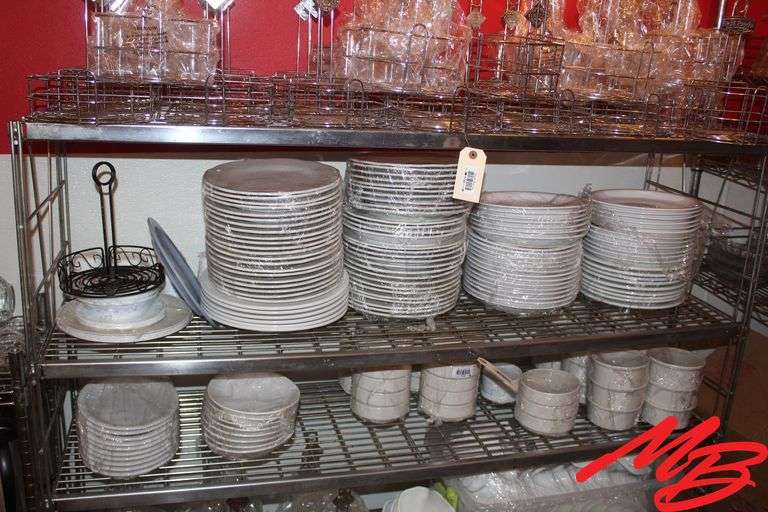 4 Stacks of 10.5" to 12" White Ceramic Dinner Plates w/Misc Extra Plates