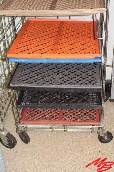Stainless Steel Wire Rolling Tray Cart with 13 Plastic Trays, 23"x25"x75"