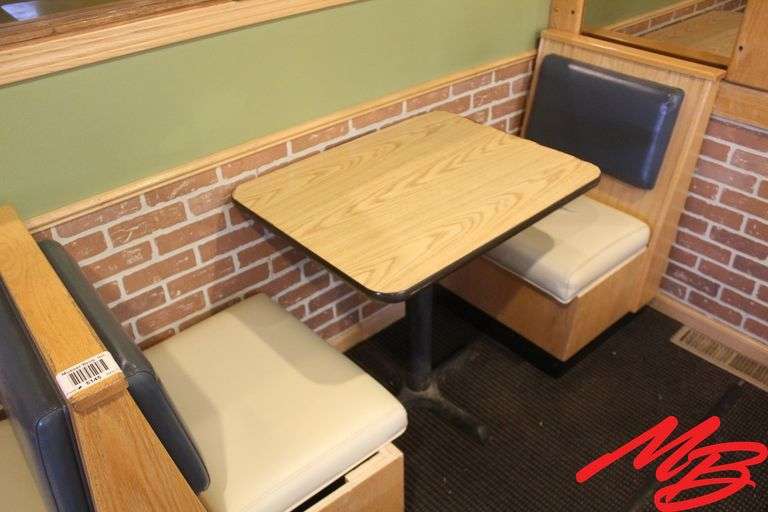 Booth Seating & Tables: 1 double, 2 singles, 2 Freestanding tables 30x24