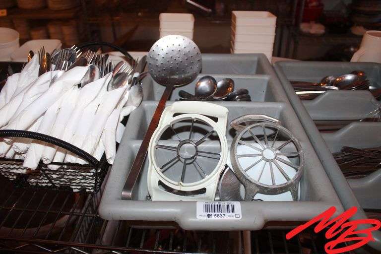 Assorted Utensils with Dividers, Small Plastic Square Containers 4"& 3.5"