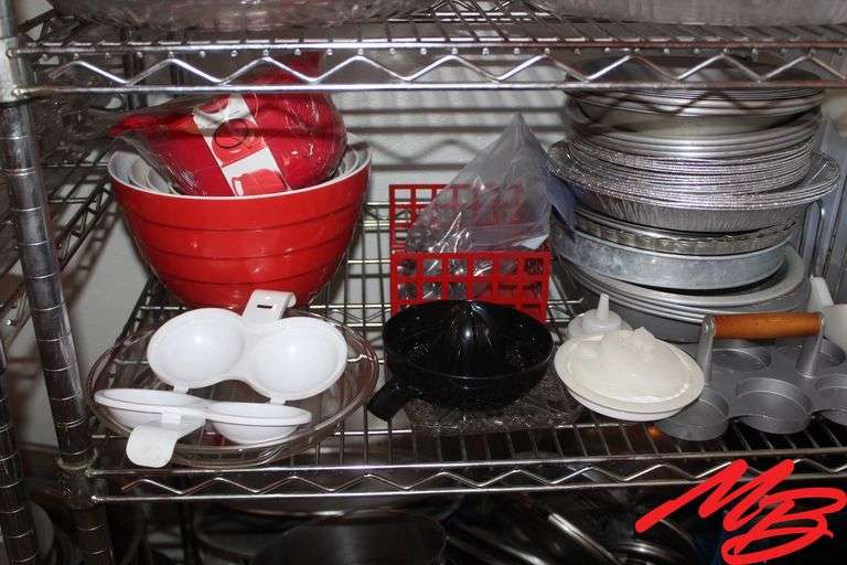 Assorted Cooking Pans, Bowls, and Utensil Holders