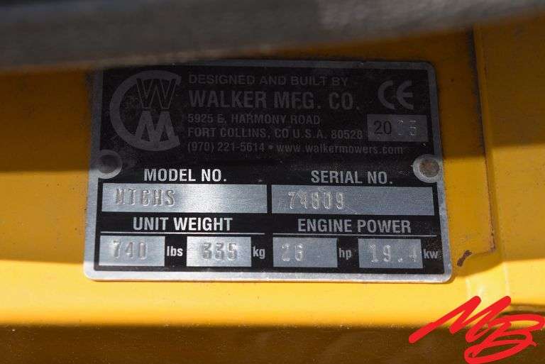 Walker Riding Mower MTGHS, 1852 hrs,