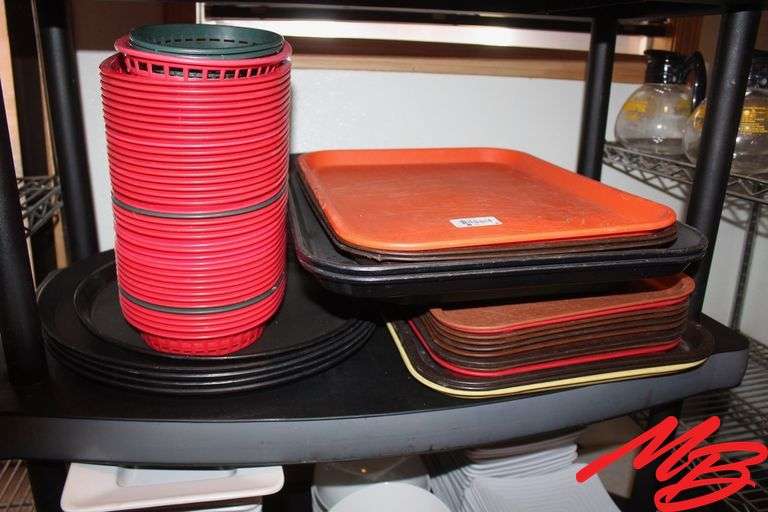 Assorted Plastic Serving Trays & Serving Baskets