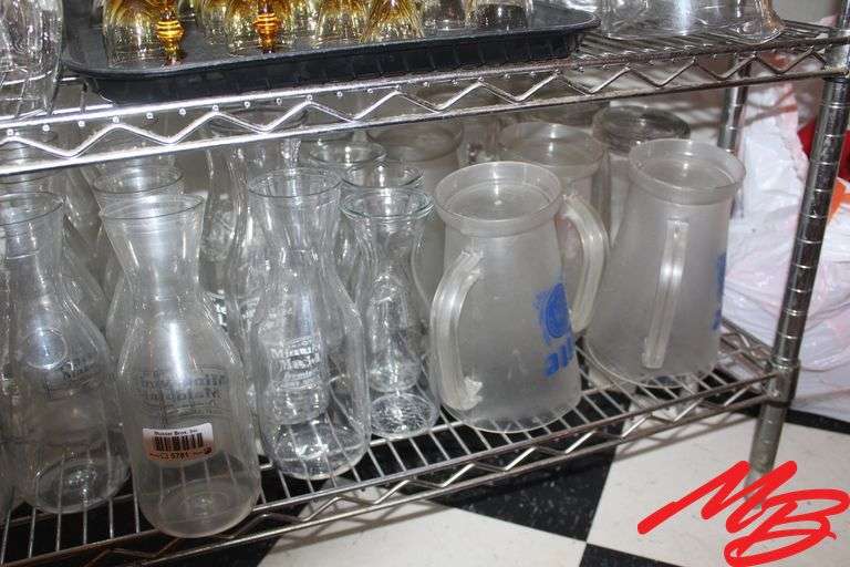 Assorted Glass & Plastic Carafes and Water Pitchers