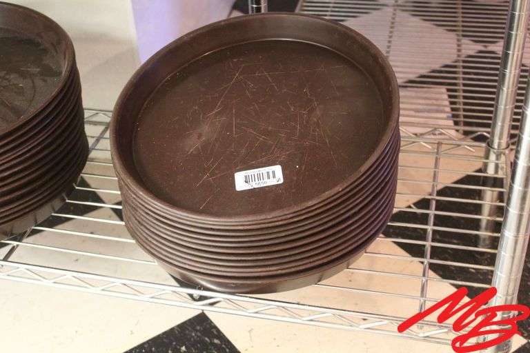 2 Stacks of Plastic Serving Trays, 12.5"