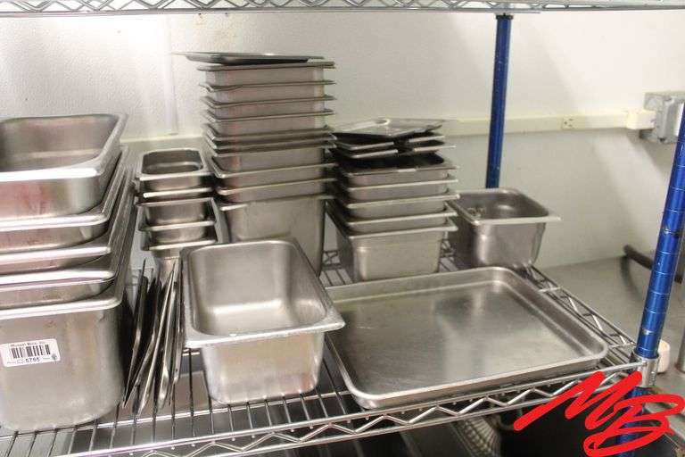 Lot of Assorted Stainless Steel Serving Pans, Rectangle and Square w/ Assorted Lids