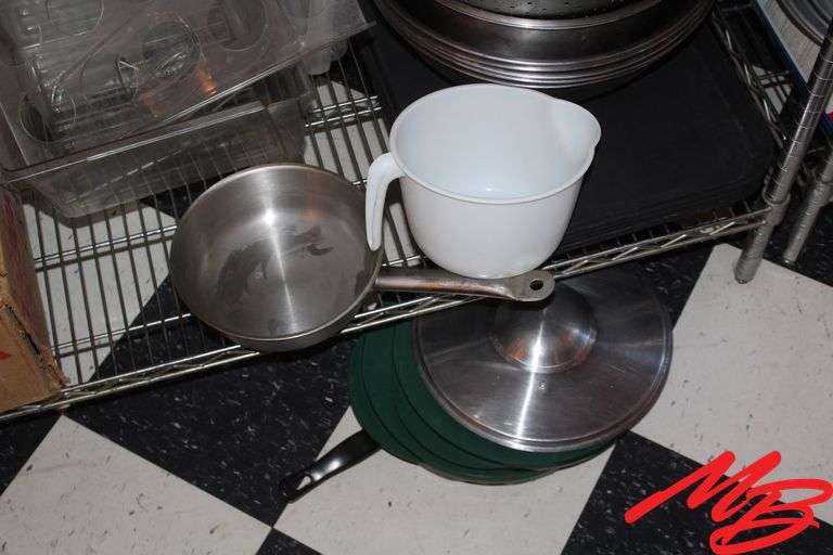 Assorted Stainless Steel Bowls & Strainers, & Misc Plastic Serving Items