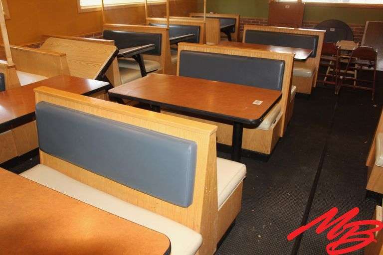 Booth Seating & Tables: 2 doubles, 2 singles, 3 Freestanding tables 48x26